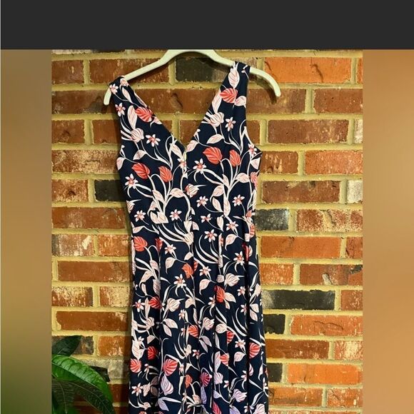 Draper James Love Circle Dress V-Neck A-line Navy Red and Pink Floral - Picture 10 of 16